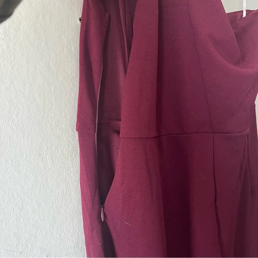 Lulu's One Shoulder Burgundy Dress - Picture 7 of 10